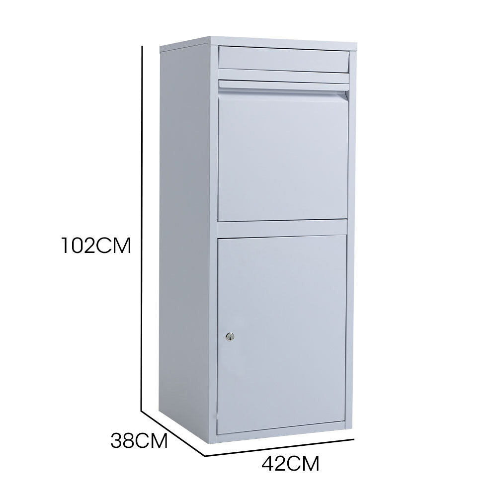 FORTIA Freestanding Parcel Post Box Letterbox, Letter Slot, Light Grey V219-STRLTBFOFW4A
