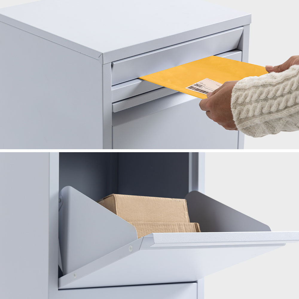 FORTIA Freestanding Parcel Post Box Letterbox, Letter Slot, Light Grey V219-STRLTBFOFW4A