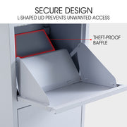 FORTIA Freestanding Parcel Post Box Letterbox, Letter Slot, Light Grey V219-STRLTBFOFW4A