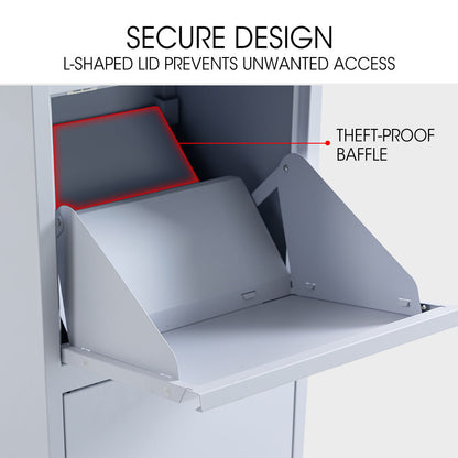 FORTIA Freestanding Parcel Post Box Letterbox, Letter Slot, Light Grey V219-STRLTBFOFW4A