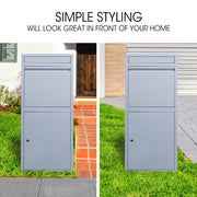 FORTIA Freestanding Parcel Post Box Letterbox, Letter Slot, Light Grey V219-STRLTBFOFW4A