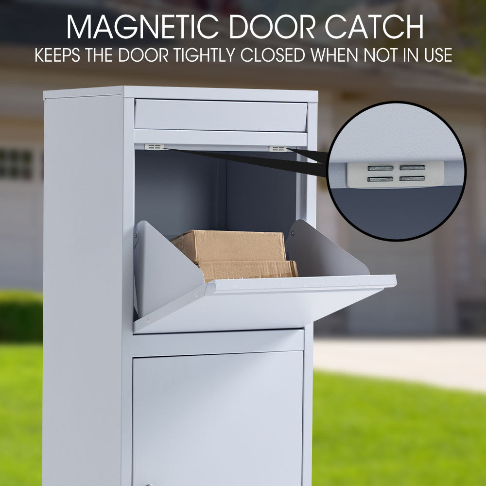 FORTIA Freestanding Parcel Post Box Letterbox, Letter Slot, Light Grey V219-STRLTBFOFW4A