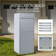 FORTIA Freestanding Parcel Post Box Letterbox, Letter Slot, Light Grey V219-STRLTBFOFW4A