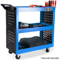 Bullet 3-Tier Steel Tool Trolley Cart, for Workshop, Mechanic, with Pegboard, Screwdriver Bay, Blue V219-STRTCTBU2BLA