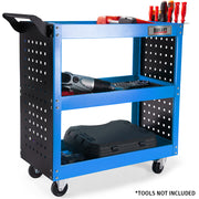 Bullet 3-Tier Steel Tool Trolley Cart, for Workshop, Mechanic, with Pegboard, Screwdriver Bay, Blue V219-STRTCTBU2BLA