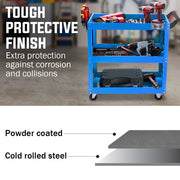 Bullet 3-Tier Steel Tool Trolley Cart, for Workshop, Mechanic, with Pegboard, Screwdriver Bay, Blue V219-STRTCTBU2BLA