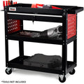 Bullet 3-Tier Steel Tool Trolley Cart, for Workshop, Mechanic, with Drawer, Pegboard, Screwdriver Bay, V219-STRTCTBU3BKA