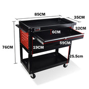 Bullet 3-Tier Steel Tool Trolley Cart, for Workshop, Mechanic, with Drawer, Pegboard, Screwdriver Bay, V219-STRTCTBU3BKA