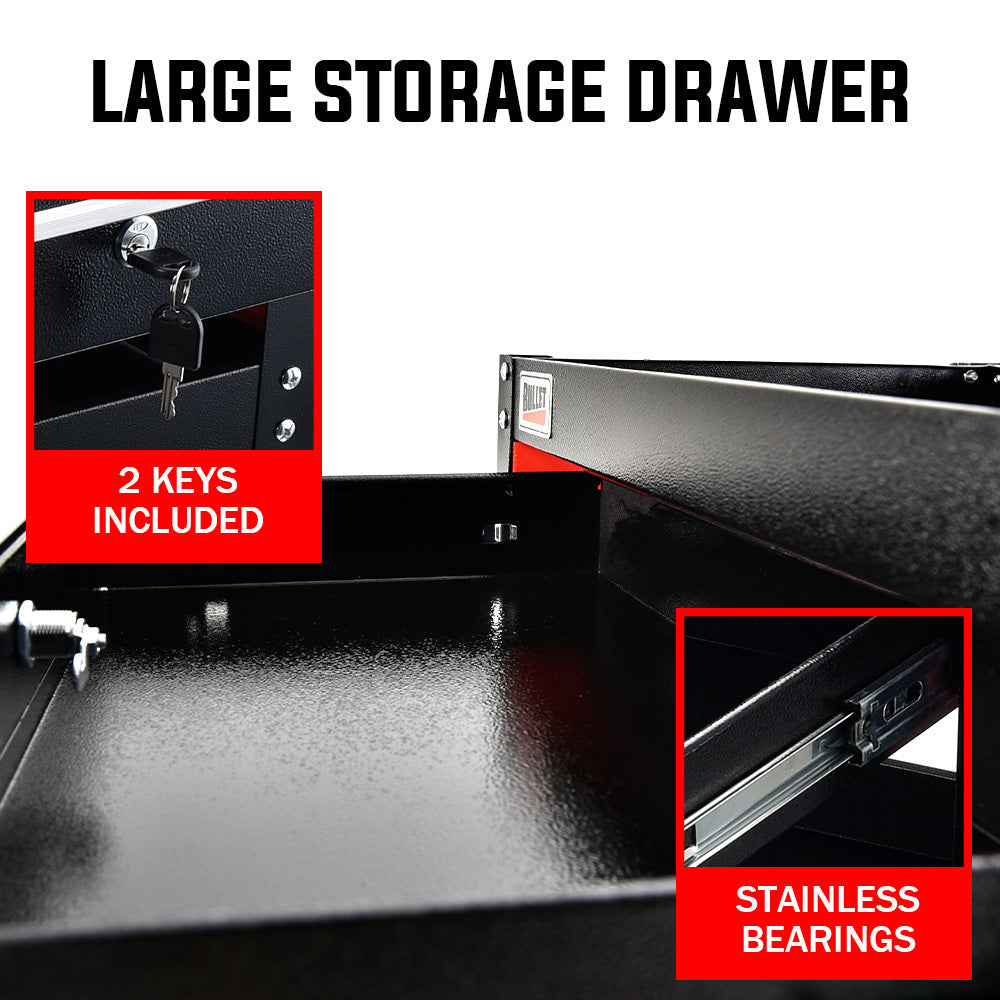 Bullet 3-Tier Steel Tool Trolley Cart, for Workshop, Mechanic, with Drawer, Pegboard, Screwdriver Bay, V219-STRTCTBU3BKA