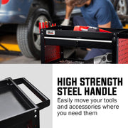 Bullet 3-Tier Steel Tool Trolley Cart, for Workshop, Mechanic, with Drawer, Pegboard, Screwdriver Bay, V219-STRTCTBU3BKA