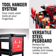 Bullet 3-Tier Steel Tool Trolley Cart, for Workshop, Mechanic, with Drawer, Pegboard, Screwdriver Bay, V219-STRTCTBU3BKA