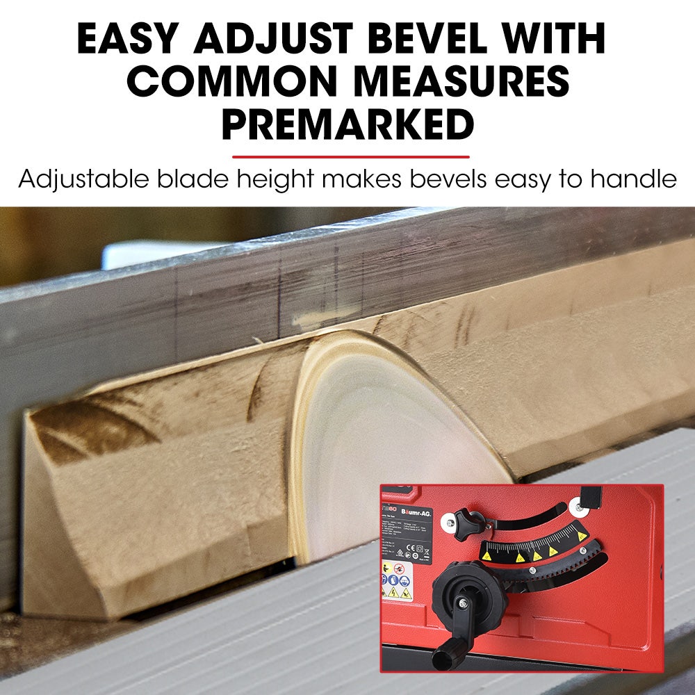 Baumr-AG 2000W 254mm Corded Table Saw with Stand, Extendable, Laser Guide V219-TBLSAWBRMAX60