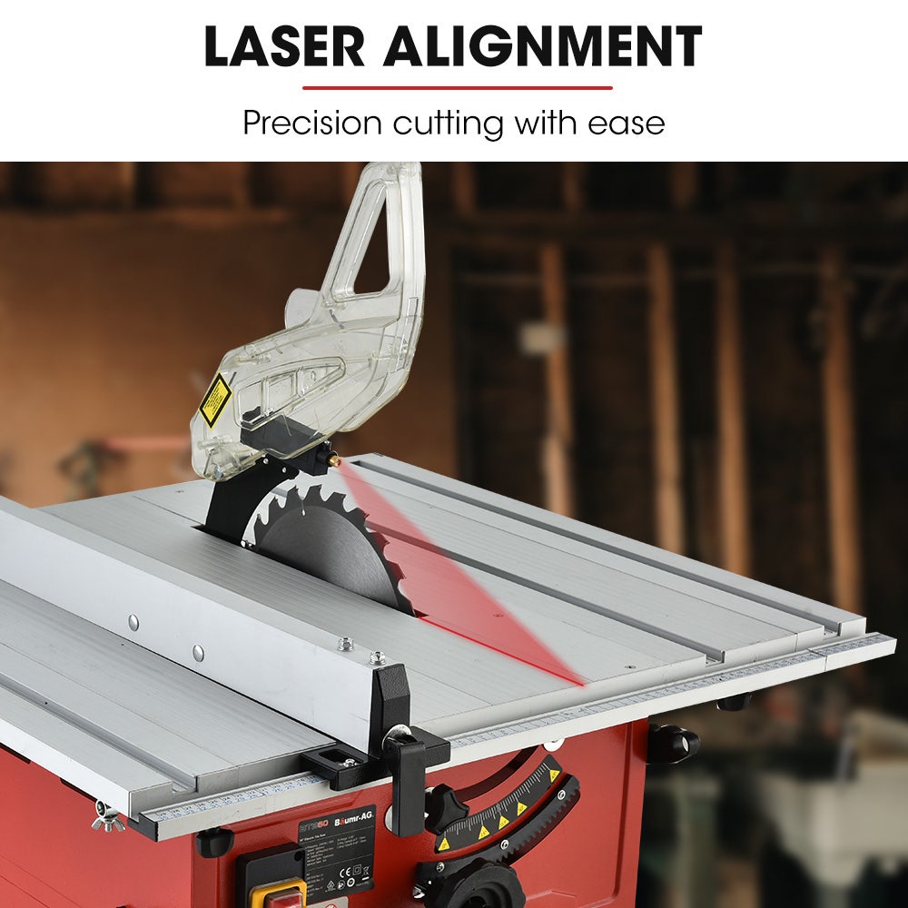 Baumr-AG 2000W 254mm Corded Table Saw with Stand, Extendable, Laser Guide V219-TBLSAWBRMAX60