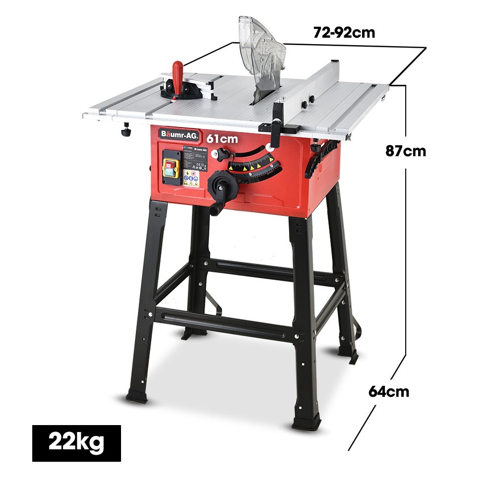 Baumr-AG 2000W 254mm Corded Table Saw with Stand, Extendable, Laser Guide V219-TBLSAWBRMAX60