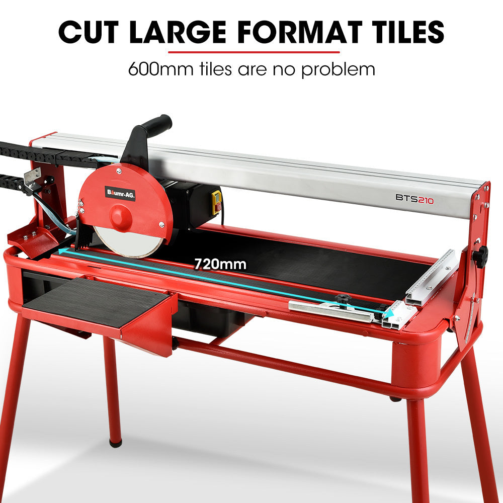 BAUMR-AG 800W Electric Tile Saw Cutter with 200mm (8") Blade, 720mm Cutting Length, Side Extension Table V219-TILSAWBMRA210