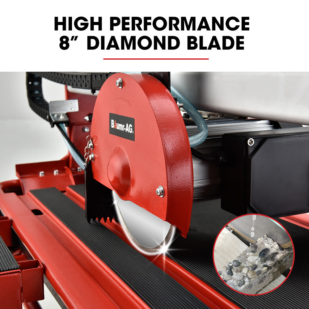 BAUMR-AG 800W Electric Tile Saw Cutter with 200mm (8") Blade, 720mm Cutting Length, Side Extension Table V219-TILSAWBMRA210