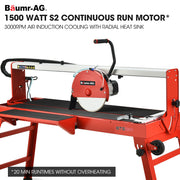 BAUMR-AG 1500W Electric Tile Saw Cutter with 300mm (12") Blade, 920mm Cutting Length, Side Extension Table V219-TILSAWBMRA230