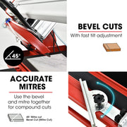 BAUMR-AG 1500W Electric Tile Saw Cutter with 300mm (12") Blade, 920mm Cutting Length, Side Extension Table V219-TILSAWBMRA230