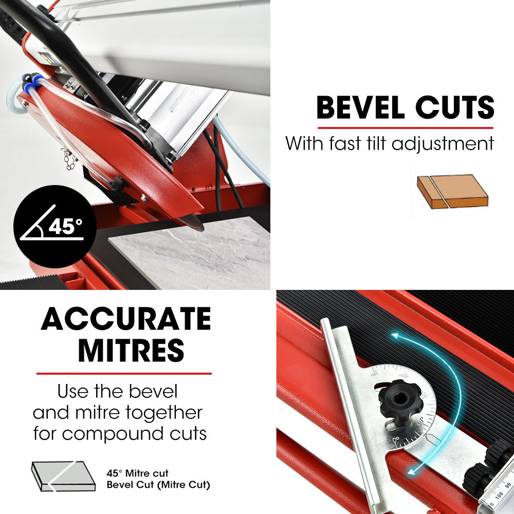 BAUMR-AG 1500W Electric Tile Saw Cutter with 300mm (12") Blade, 920mm Cutting Length, Side Extension Table V219-TILSAWBMRA230