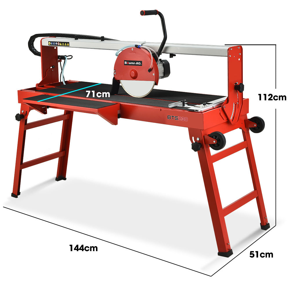 BAUMR-AG 1500W Electric Tile Saw Cutter with 300mm (12") Blade, 920mm Cutting Length, Side Extension Table V219-TILSAWBMRA230