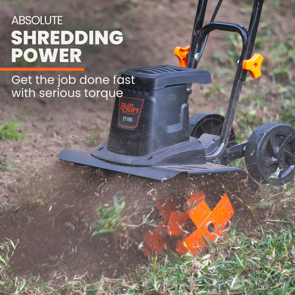 PLANTCRAFT Electric Rotary Hoe Garden Tiller Soil Cultivator, Adjustable Depth, 6 Tines V219-TLRELEPCET5A