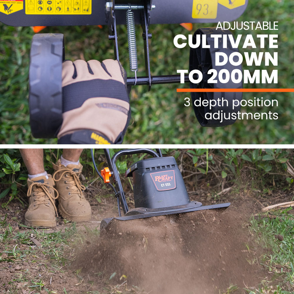 PLANTCRAFT Electric Rotary Hoe Garden Tiller Soil Cultivator, Adjustable Depth, 6 Tines V219-TLRELEPCET5A