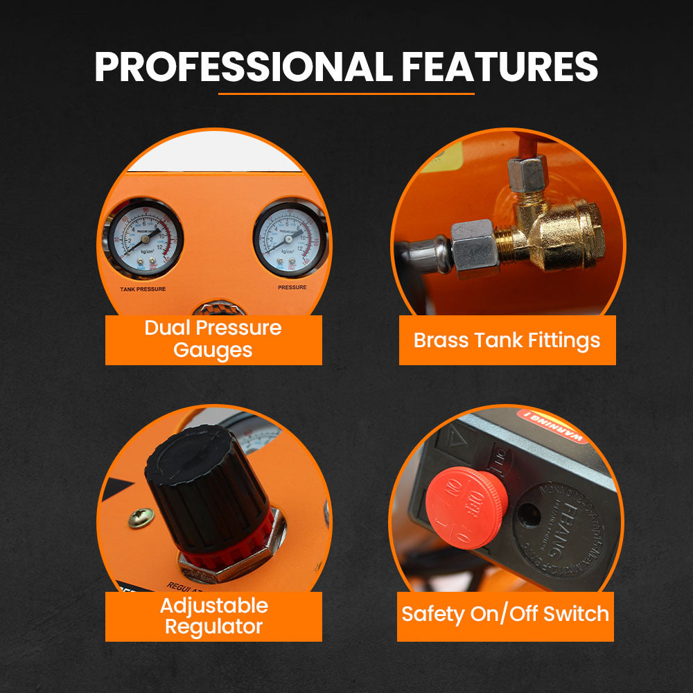 Unimac 1.5HP 6L Silent Oil-Free Portable Electric Air Compressor, for Airtools, Tyre Inflation V219-TOLACMUM060FA