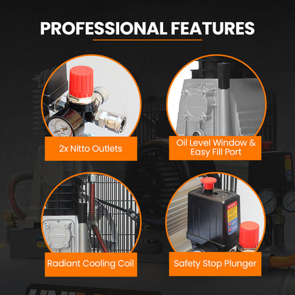 Unimac 70L 2.2kW Commercial Air Compressor, 280L/min 116PSI, Brushless Motor, Certified Tank, Long Service V219-TOLACMUM07BA