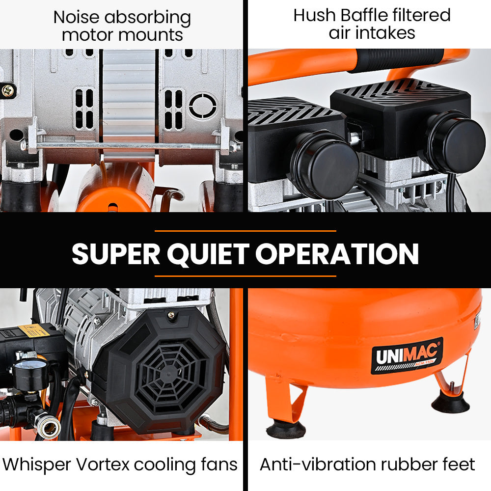 UNIMAC 15L Pancake Air Compressor, 116PSI Portable Silent Oil-Free Electric, for Airtools Tyre Inflation V219-TOLACMUM1C5FA
