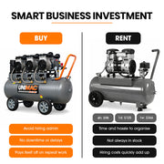 UNIMAC 100L 4.5HP Silent Oil-Free Air Compressor, with Twin Nitto Outlets, 15A Plug V219-TOLACMUM1M0FA