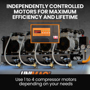 Unimac 150L 4.5HP Ultra-Slient Oil-Free Electric Air Compressor, Long Life Quad Motor, 116PSI Portable Heavy V219-TOLACMUM1M5FA