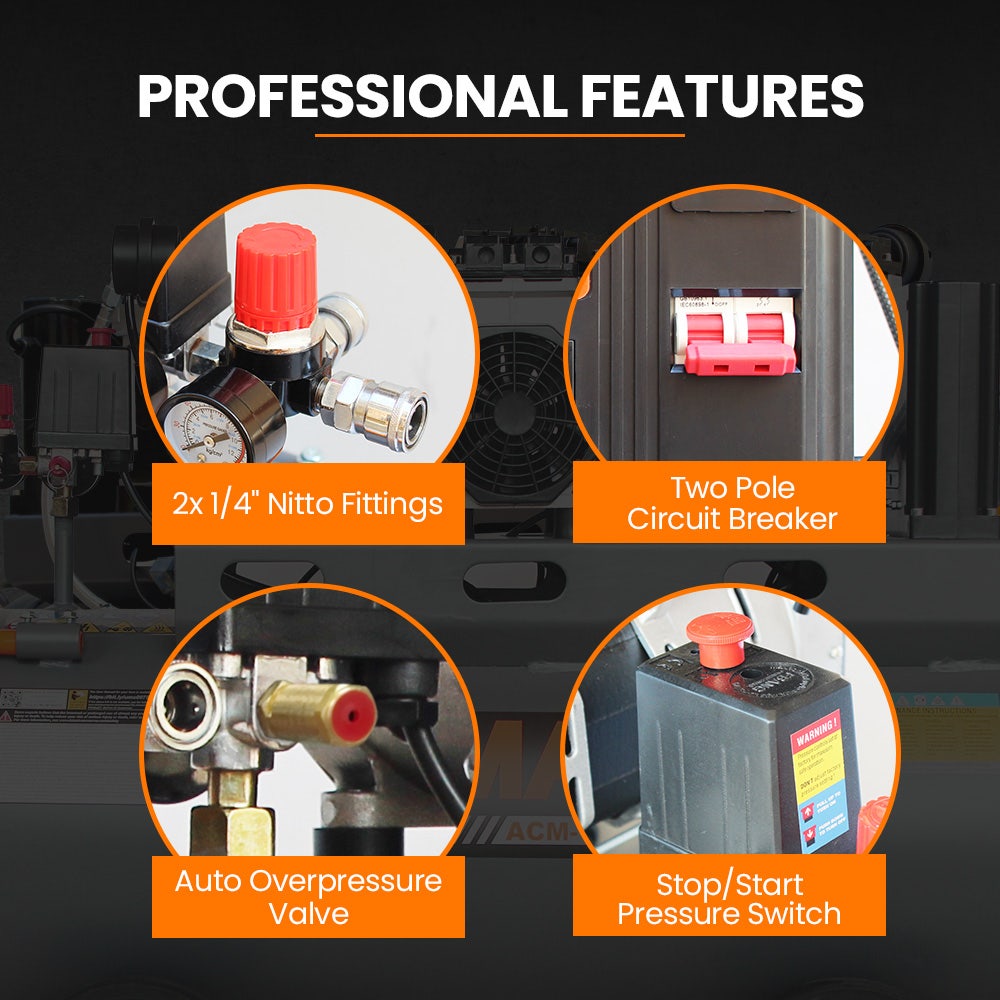 Unimac 150L 4.5HP Ultra-Slient Oil-Free Electric Air Compressor, Long Life Quad Motor, 116PSI Portable Heavy V219-TOLACMUM1M5FA