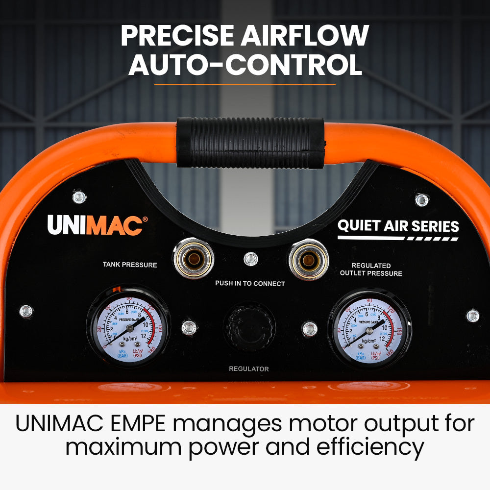 UNIMAC 20L Twin Tank Air Compressor, 116PSI Portable Silent Oil-Free Electric, for Airtools Tyre Inflation V219-TOLACMUM2C0FA