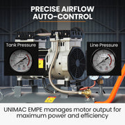 UNIMAC 40L 2.0HP Silent Oil-Free Electric Air Compressor, Portable, Twin Nitto Outlets V219-TOLACMUM4C0FA