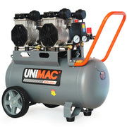 UNIMAC 50L 3.0HP Silent Oil-Free Electric Air Compressor, Portable, Twin Nitto Outlets V219-TOLACMUM5C0FA