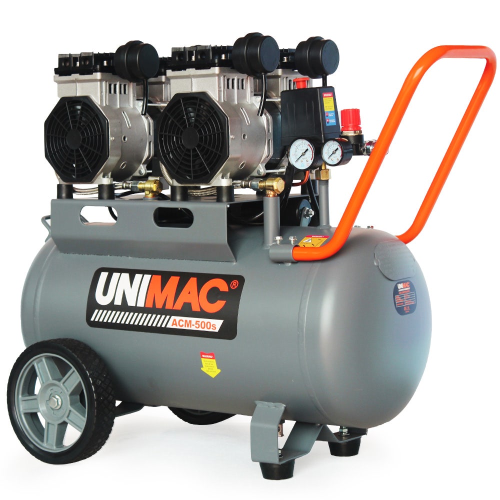 UNIMAC 50L 3.0HP Silent Oil-Free Electric Air Compressor, Portable, Twin Nitto Outlets V219-TOLACMUM5C0FA
