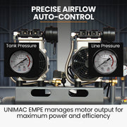 UNIMAC 50L 3.0HP Silent Oil-Free Electric Air Compressor, Portable, Twin Nitto Outlets V219-TOLACMUM5C0FA
