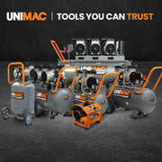 Unimac 2HP 50L Silent Oil-Free Portable Electric Air Compressor, Vertical, for Airtools, Tyre Inflation V219-TOLACMUM5CFVA