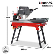 BAUMR-AG 2000W 350mm 14" Brick & Masonry Table Saw, Electric Tile Concrete Cutting, with Stand V219-TOLBCTBMTE3A