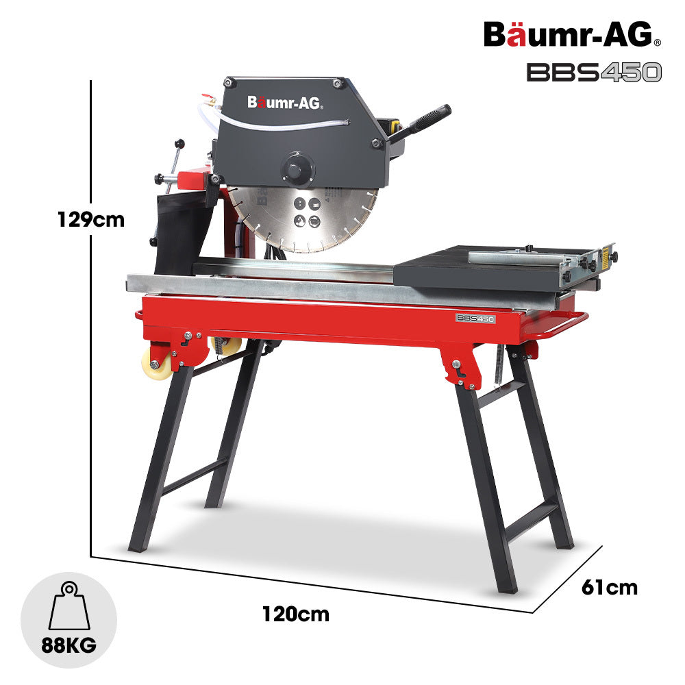 BAUMR-AG 2200W 450mm 18" Brick & Masonry Table Saw, Electric Tile Concrete Cutting, with Stand V219-TOLBCTBMTE4A