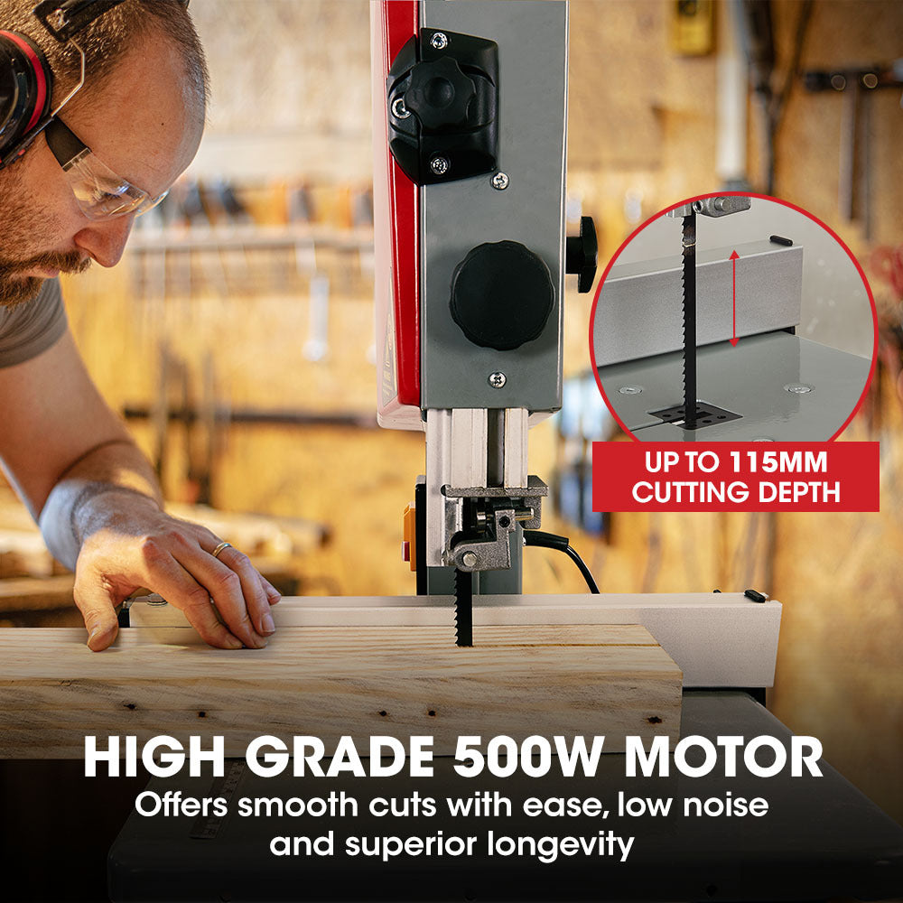 Baumr-AG 500W Wood Bandsaw, Benchtop, 115mm Cutting Depth (BS40) V219-TOLBDSBMRBS40