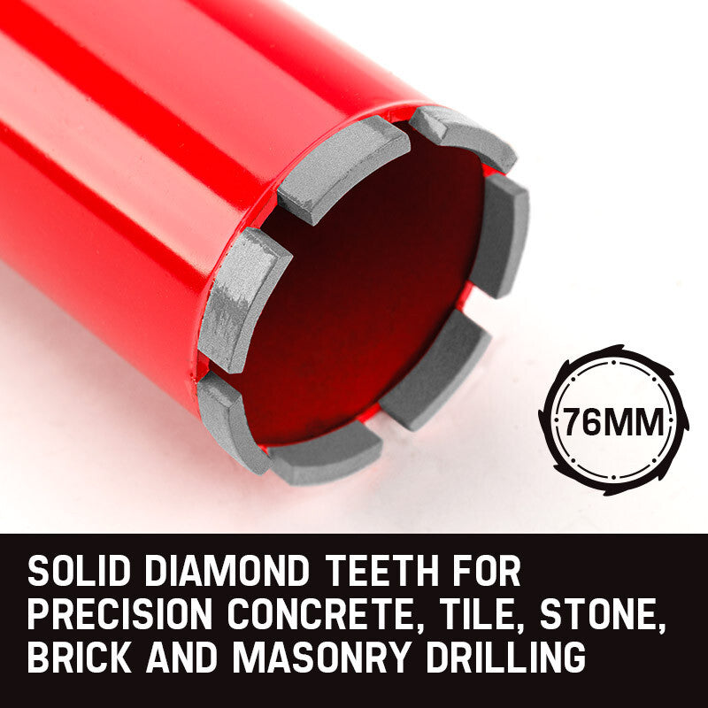 Baumr-AG Diamond Core Drill Bit 76mm Concrete Wet Dry Tile Stone Brick Marble 1-1/4 UNC V219-TOLBITBMRA076
