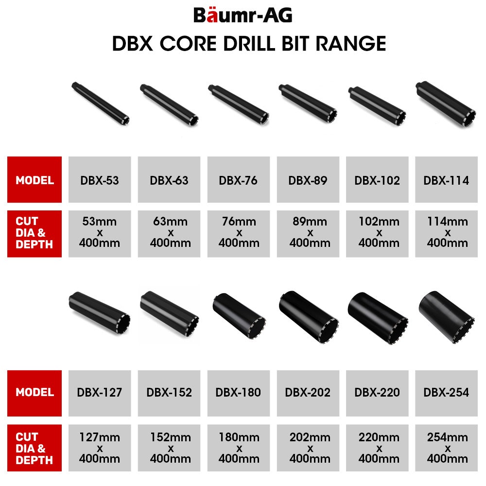 Baumr-AG Diamond Core Drill Bit 114mm Concrete Wet Dry Tile Stone Brick Marble 1-1/4 UNC V219-TOLBITBMRA114