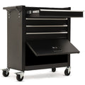 Bullet Pro 4 Drawer Tool Box Cabinet Trolley Storage, with 1-Door Toolbox Garage Organiser Set, Black V219-TOLCABBU15KA