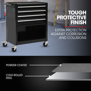 Bullet Pro 4 Drawer Tool Box Cabinet Trolley Storage, with 1-Door Toolbox Garage Organiser Set, Black V219-TOLCABBU15KA