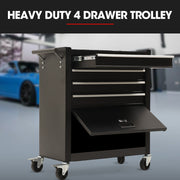 Bullet Pro 4 Drawer Tool Box Cabinet Trolley Storage, with 1-Door Toolbox Garage Organiser Set, Black V219-TOLCABBU15KA