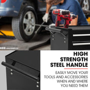 Bullet Pro 4 Drawer Tool Box Cabinet Trolley Storage, with 1-Door Toolbox Garage Organiser Set, Black V219-TOLCABBU15KA