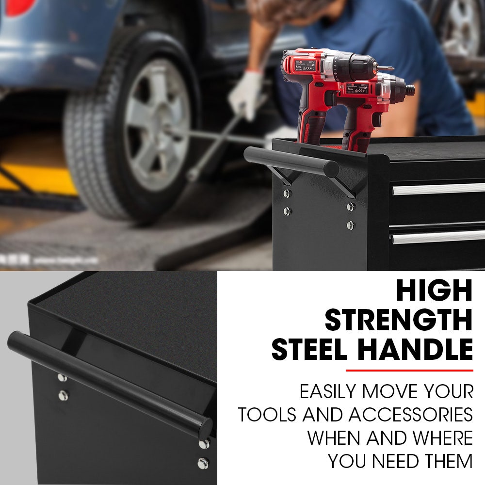 Bullet Pro 4 Drawer Tool Box Cabinet Trolley Storage, with 1-Door Toolbox Garage Organiser Set, Black V219-TOLCABBU15KA