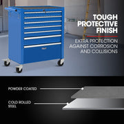 BULLET Pro 7 Drawer Tool Box Cabinet Trolley Storage, Toolbox Garage Organiser Set, Blue V219-TOLCABBU17BA