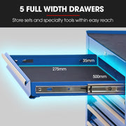 BULLET Pro 7 Drawer Tool Box Cabinet Trolley Storage, Toolbox Garage Organiser Set, Blue V219-TOLCABBU17BA